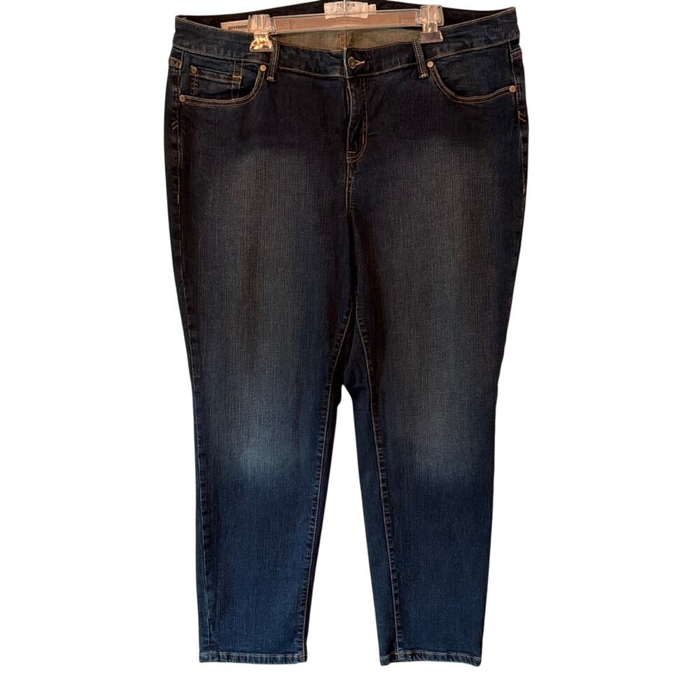 Torrid 22R Boyfriend Straight Jeans Plus Size Dark Indigo Faded Blue Denim 22